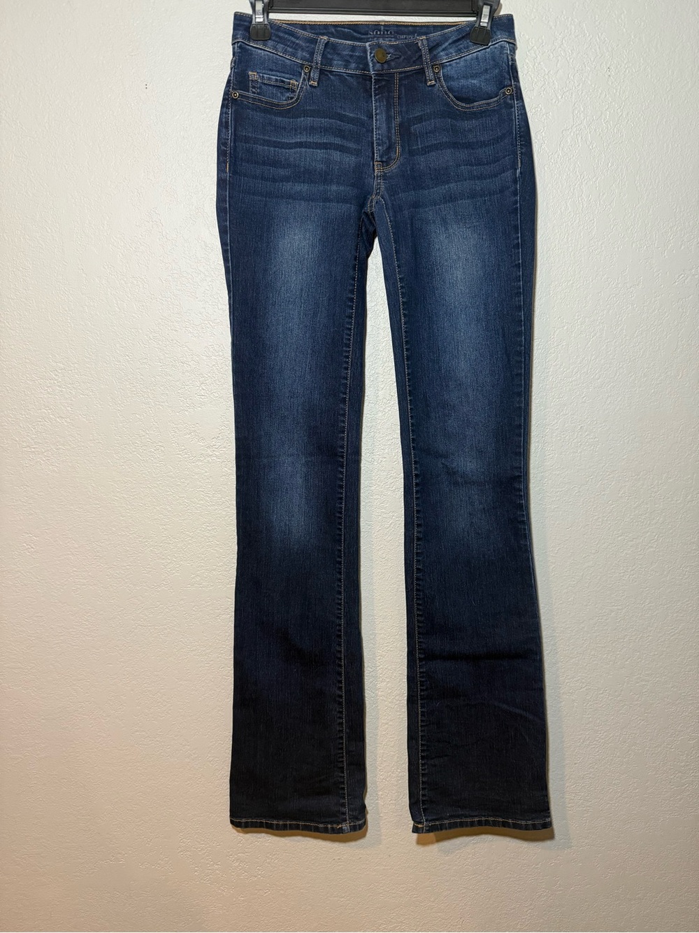 New York & Co. - SoHo Curvy Bootcut, Dark Wash, Soft Stretch Jeans Size 0 Tall